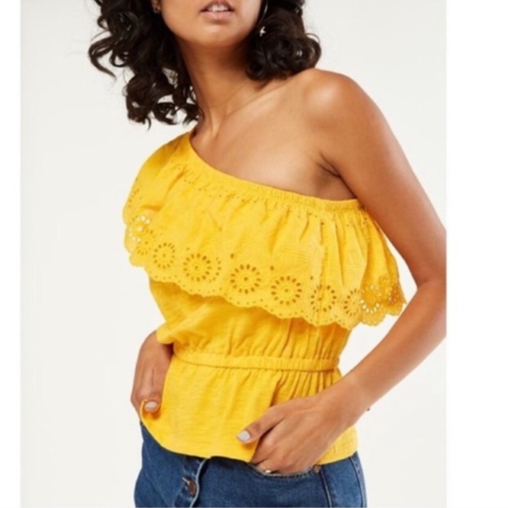 Cotton On Top X-Large One Shoulder Ruffle Eyelet Assymetrical